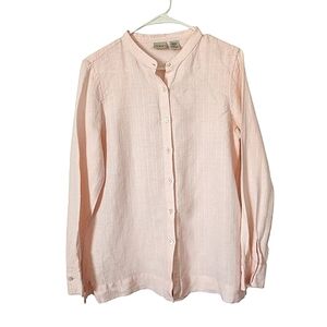 L.L. Bean Pink Linen Blouse Large